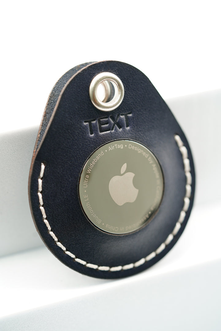 Personalised Handmade Leather AirTag Case - Navy