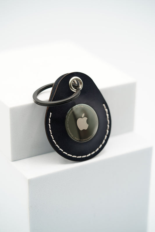 Personalised Handmade Leather AirTag Case - Navy