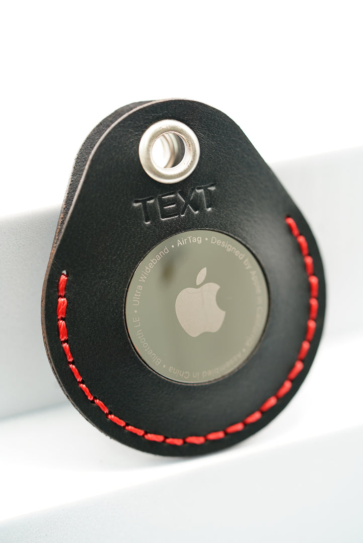 Personalised Handmade Leather AirTag Case - Black