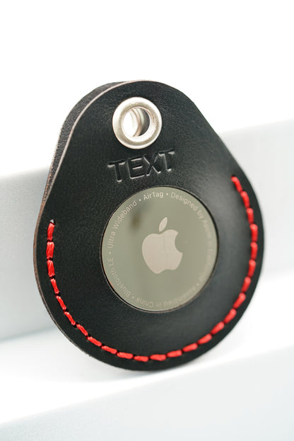 Personalised Handmade Leather AirTag Case - Black
