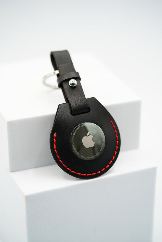 Handmade Leather AirTag Case - Black