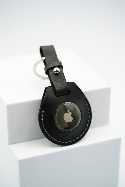 Handmade Leather AirTag Case - Black