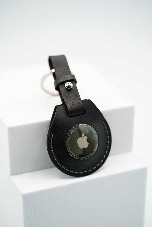 Handmade Leather AirTag Case - Black