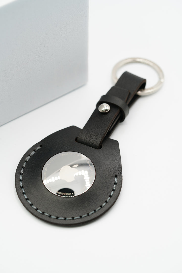 Handmade Leather AirTag Case - Black