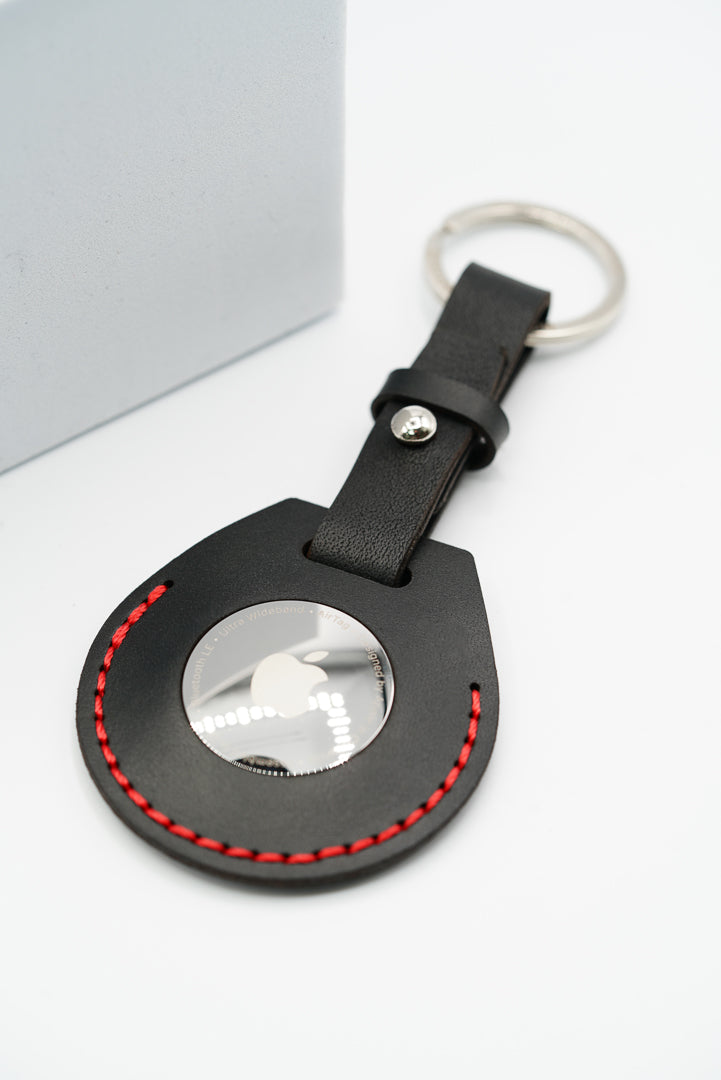 Handmade Leather AirTag Case - Black