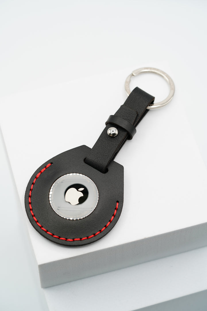 Handmade Leather AirTag Case - Black
