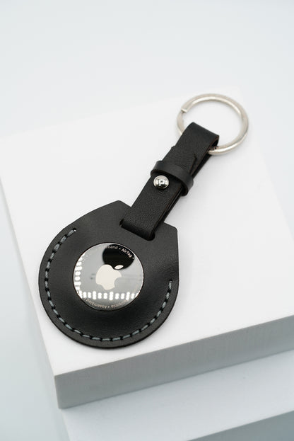 Handmade Leather AirTag Case - Black