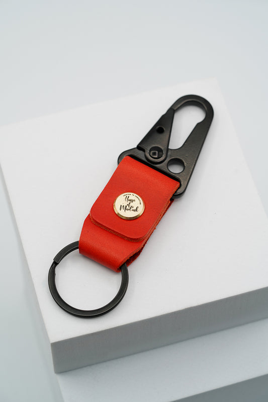 Leather Keyring - Red