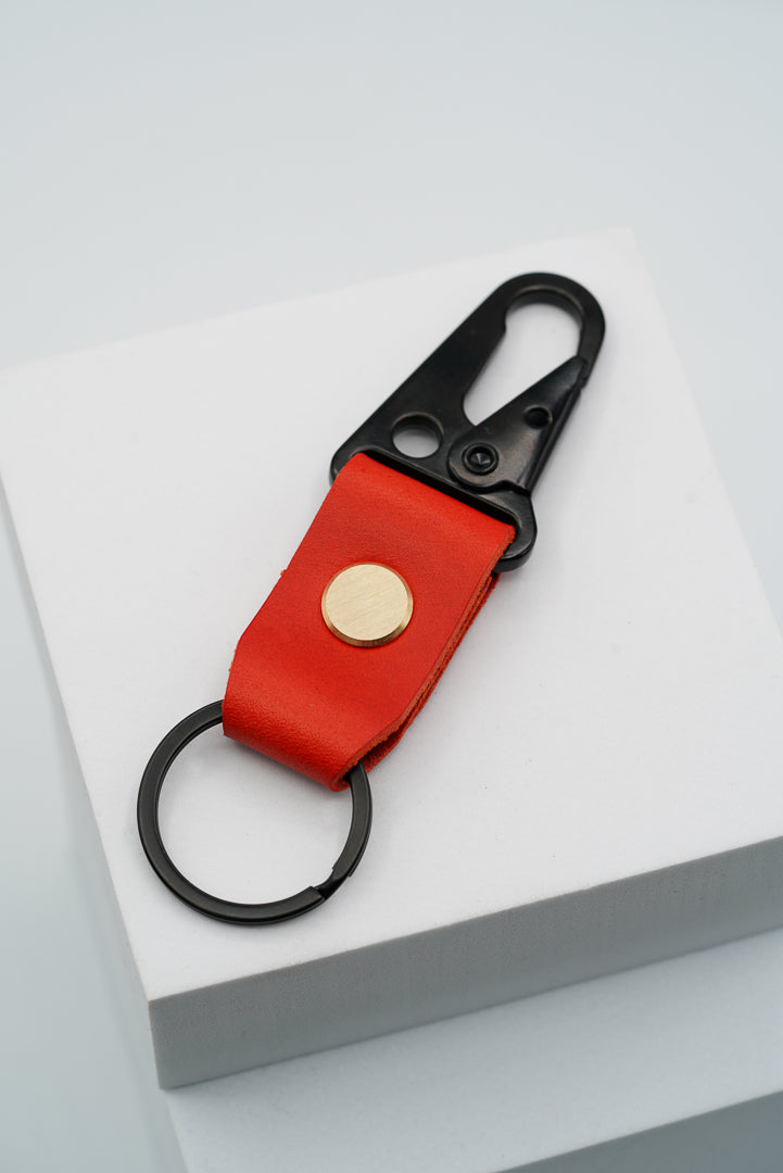 Leather Keyring - Red