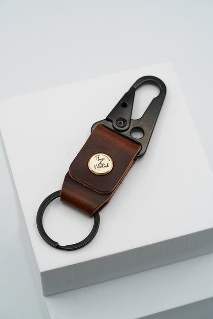 Leather Keyring - Dark Brown