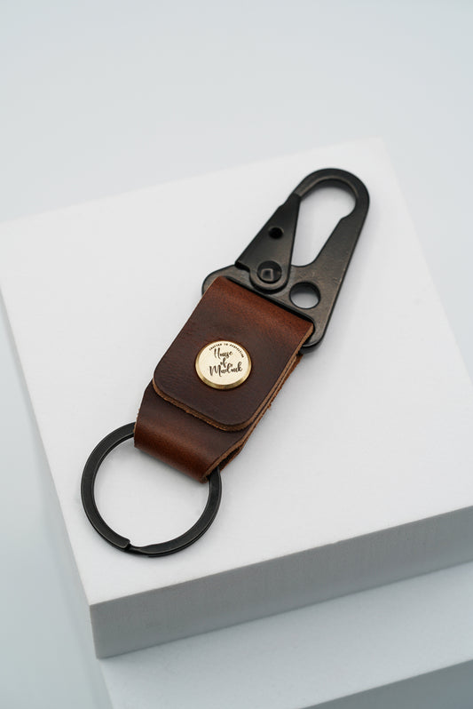 Leather Keyring - Dark Brown