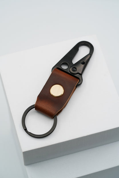 Leather Keyring - Dark Brown